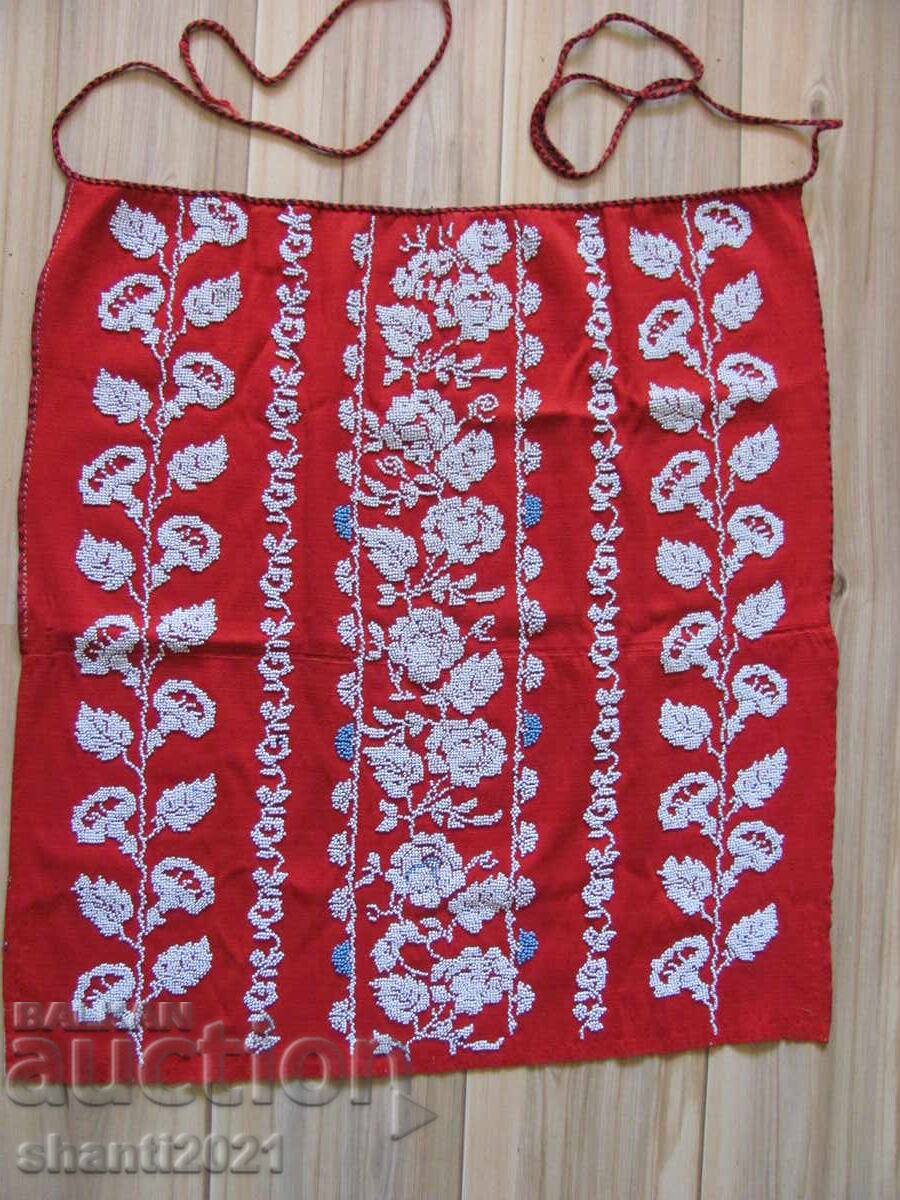 19th century unique folk costume apron with beads