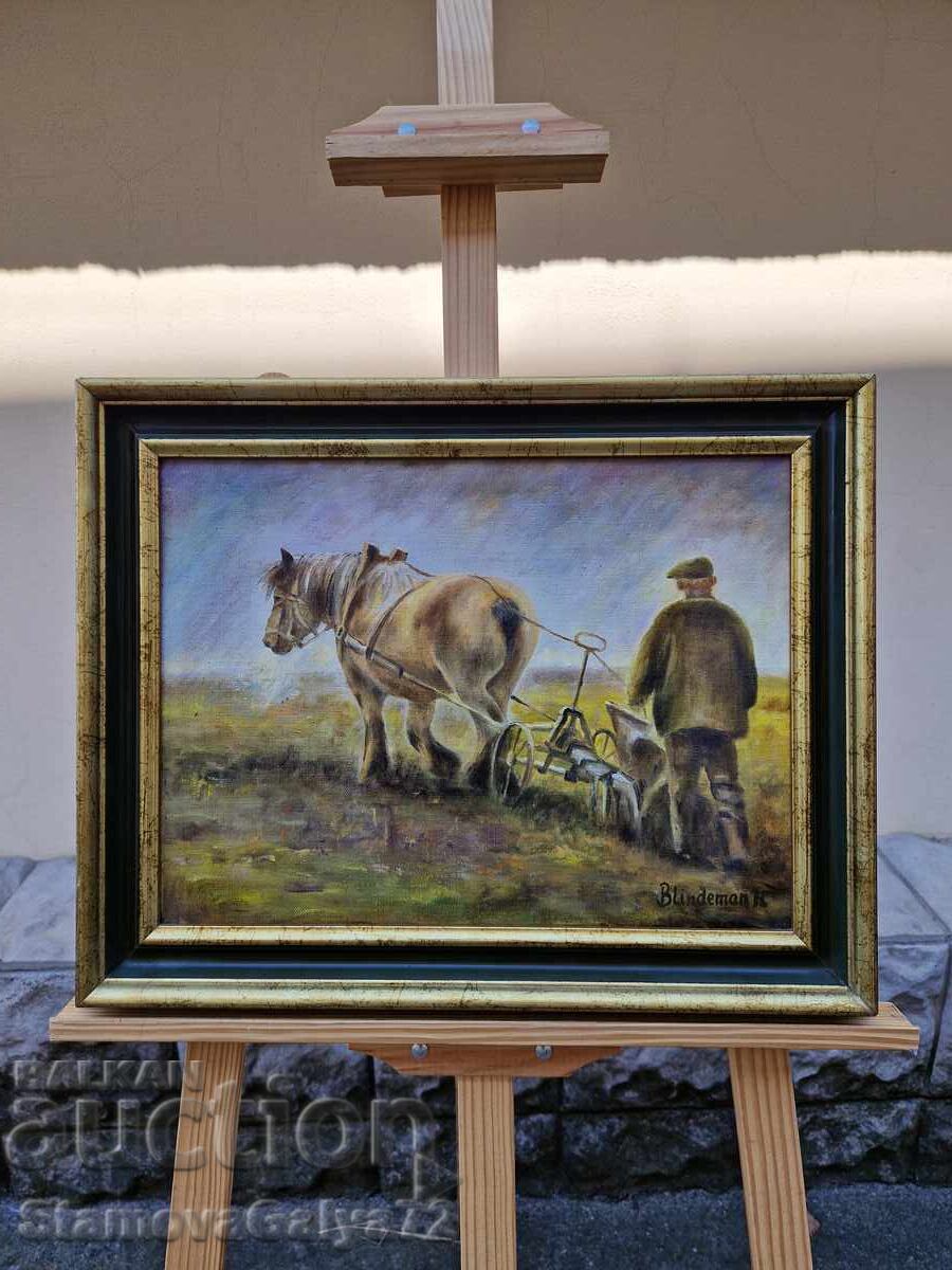 Frumos tablou antic olandez de autor, ulei pe pânză Frumos tablou antic olandez de autor, ulei pe pânză