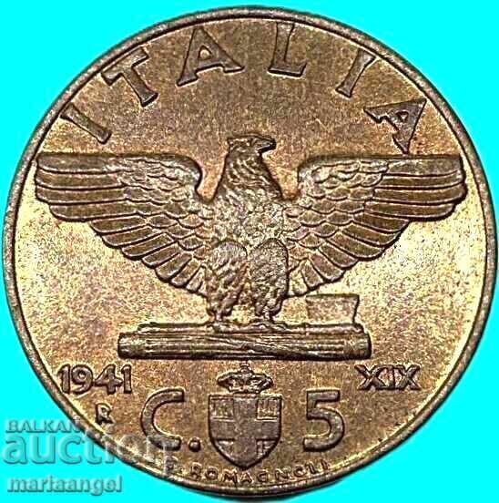 Auction  5 centesimi 1941 Italy centesimi brass