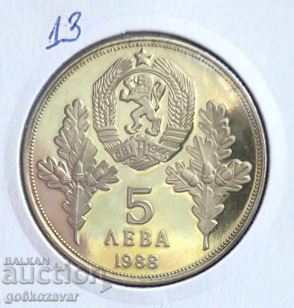 Auction  Bulgaria 5 Leva 1988 Hadji Dimitar and Stefan Karadzha Proof
