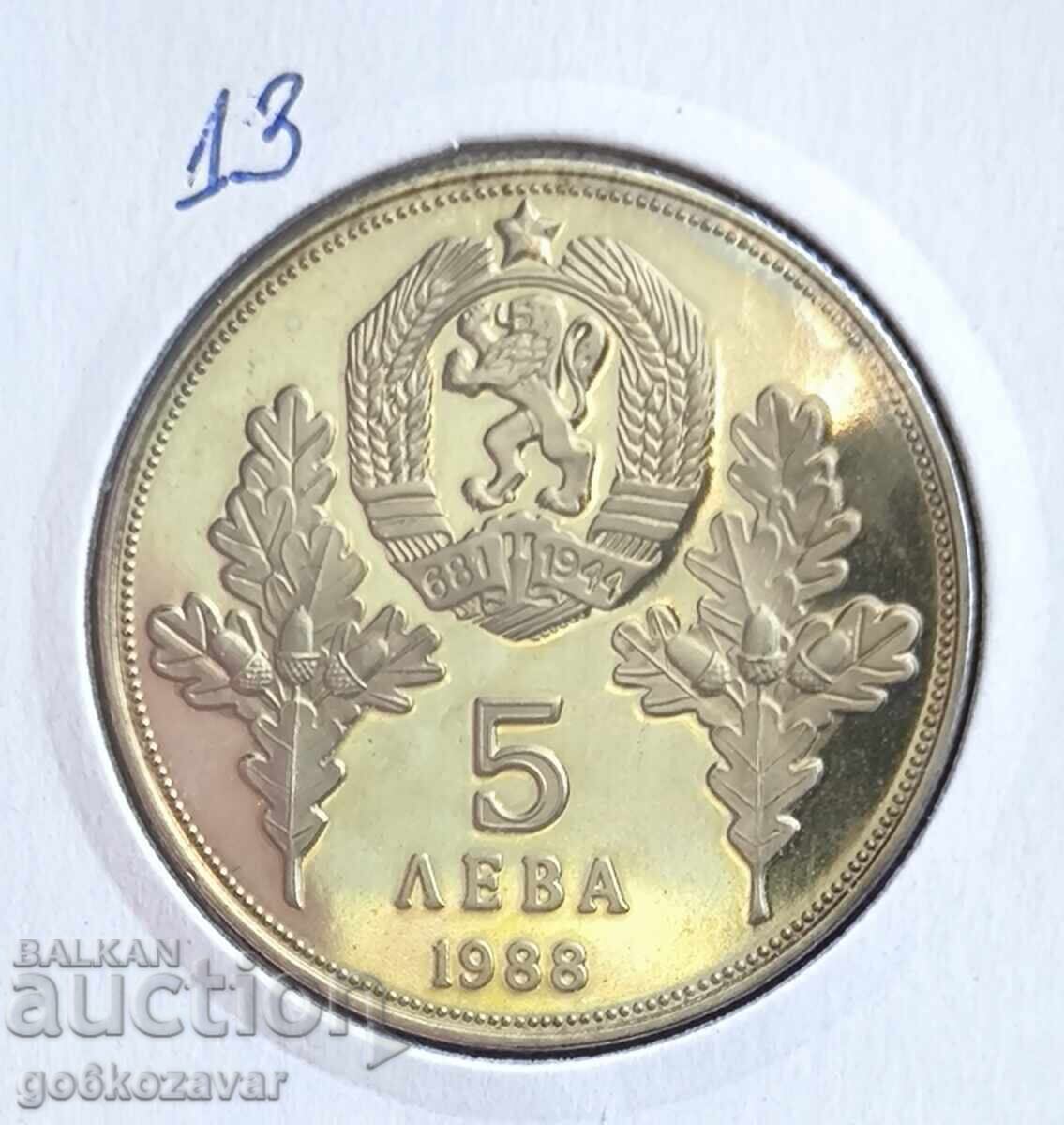 Bulgaria 5 Leva 1988 Hadji Dimitar and Stefan Karadzha Proof