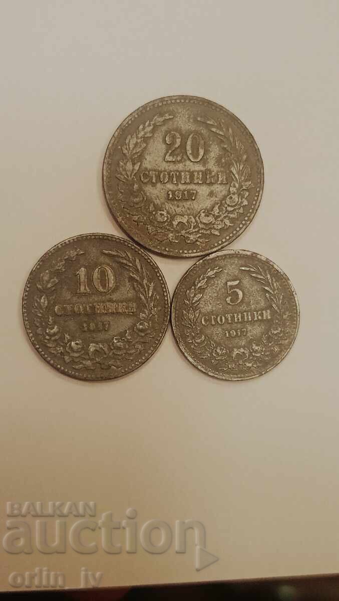 Lot of 5, 10 and 20 stotinki 1917