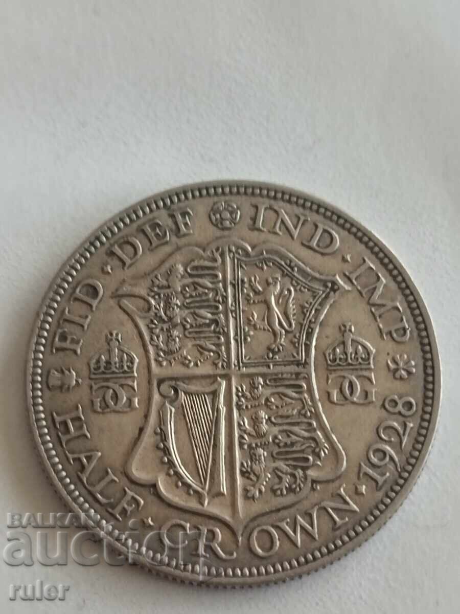 Anglia 1/2 coroană 1928 Argint 14.14 Anglia 1/2 coroană 1928 Argint 14.14