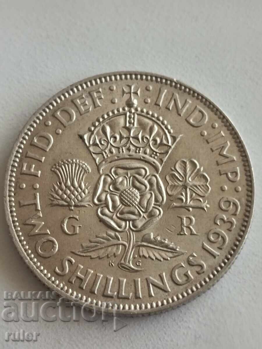 Англия 2 шилинг 1939Сребро 11.28