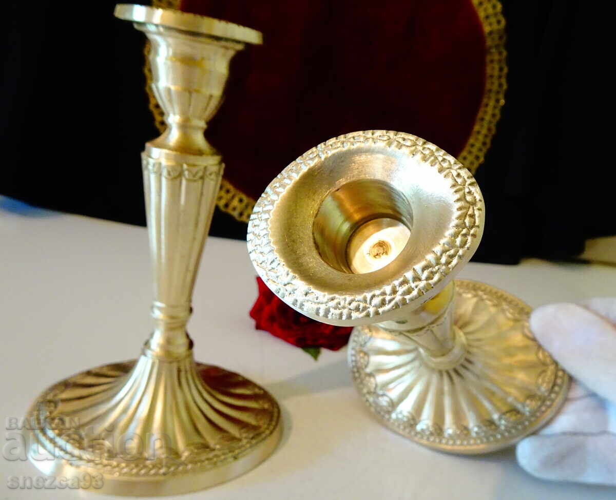 Auction  Bronze candlestick, beautiful relief, 400 g