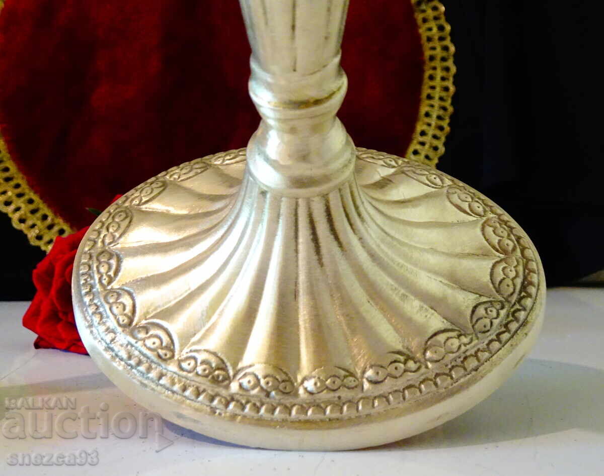 Bronze candlestick, beautiful relief, 400 g - 5