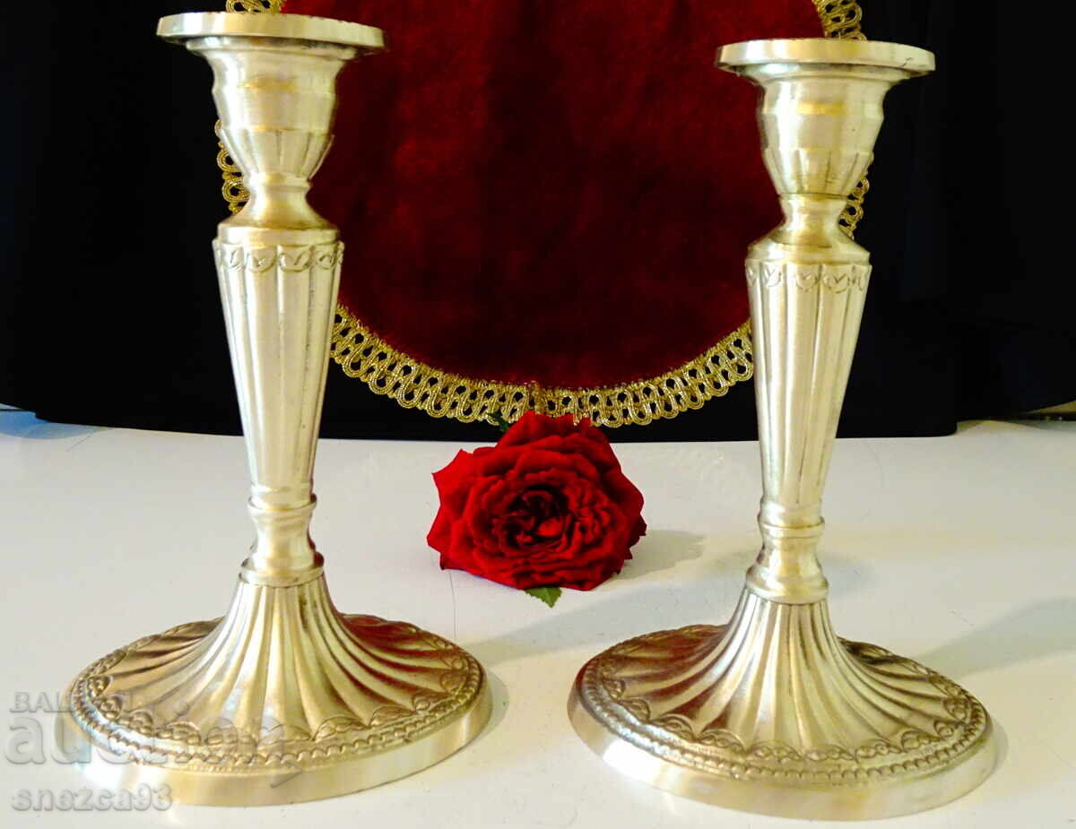 Bronze candlestick, beautiful relief, 400 g