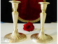 Bronze candlestick, beautiful relief, 400 g