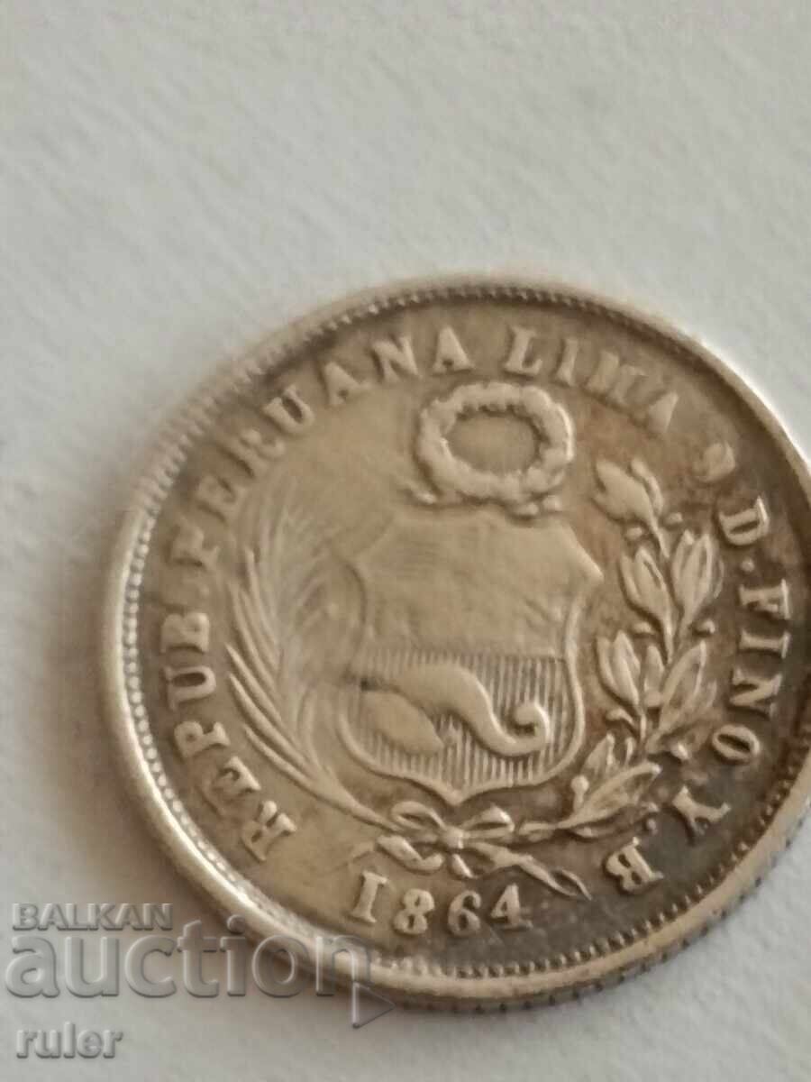 Περού 1 dinero 1864 Ασήμι με τιμή € 5.10 | 9.97 BGN