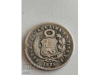 Peru 1 dinero 1875 Argint