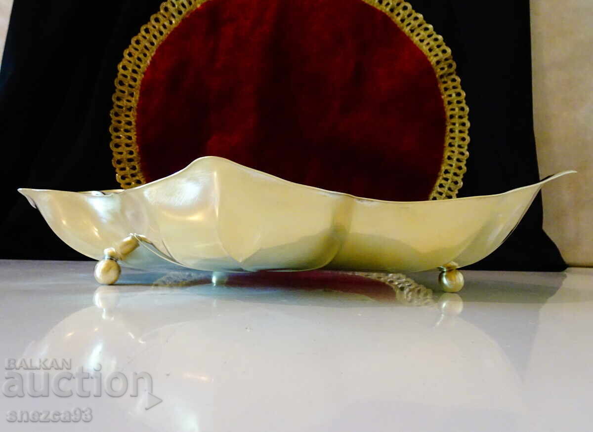 Auction  Bronze fruit bowl vine leaf WMF, gold-plated, Art Nouveau