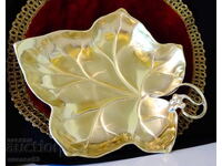 Bronze fruit bowl vine leaf WMF, gold-plated, Art Nouveau