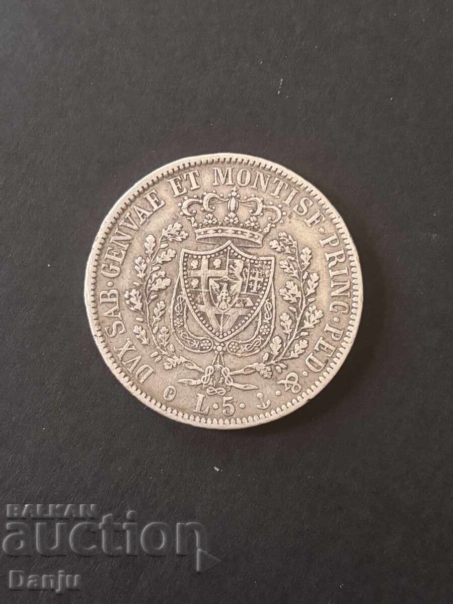 5 лири 1830г.Карло Феличе Кралство Сардиния