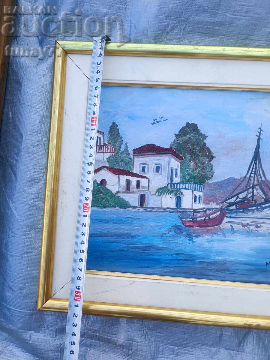Παλιός ελαιογραφικός πίνακας σε καμβά με υπογραφή του καλλιτέχνη - 5