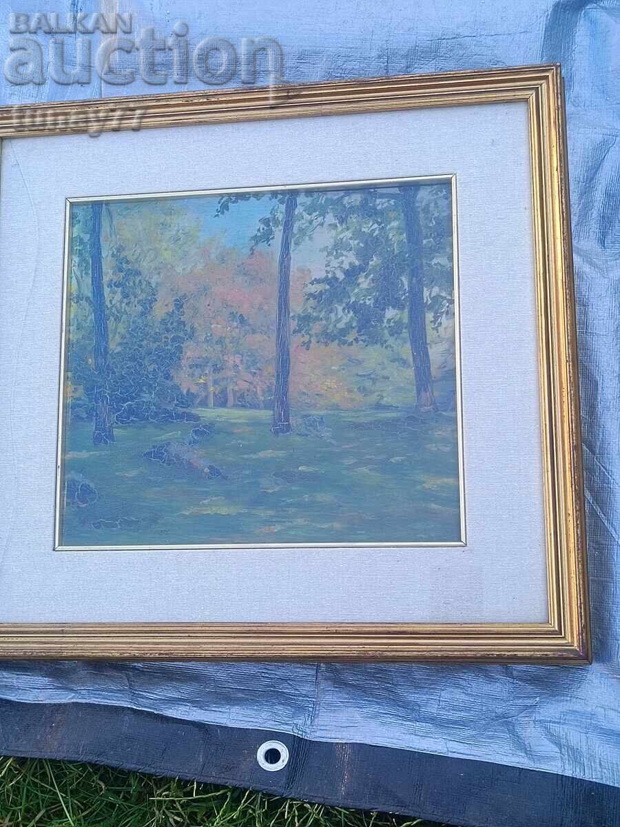 Auction  OLD oil painting solid frame glass front