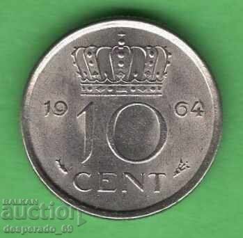(¯`'•.¸ 10 cents 1964 NETHERLANDS ¸.•'´¯)
