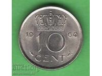 (¯`'•.¸   10 цента 1964  НИДЕРЛАНДИЯ   ¸.•'´¯)