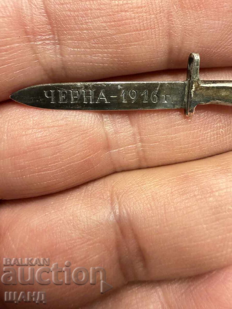 PSW Știc Mannlicher 1916 NEGRU Argint Jeton Pandantiv Semn Ordin - 6