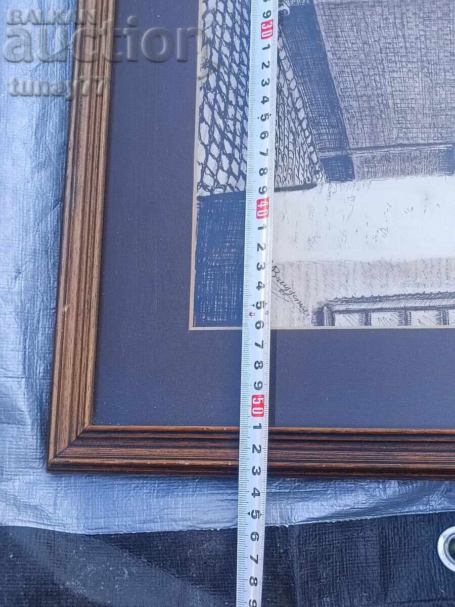 Μεγάλος μοναδικός πίνακας, χαρακτικό με υπογραφή του καλλιτέχνη - 7