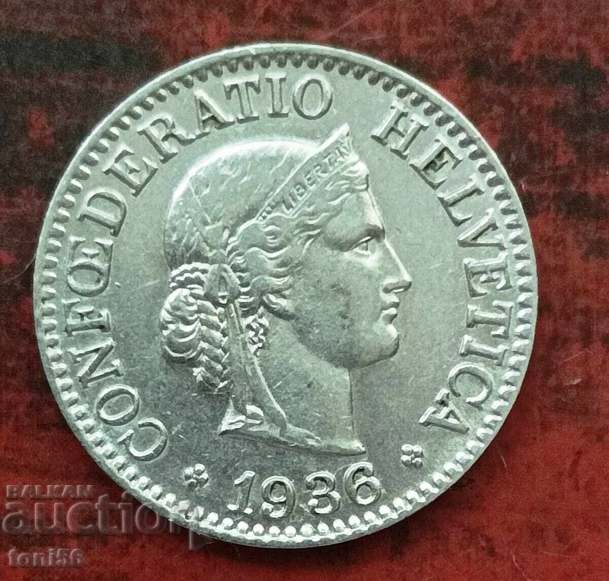 Switzerland 10 rappen 1936 - quality with price € 10.00 | 19.56 BGN