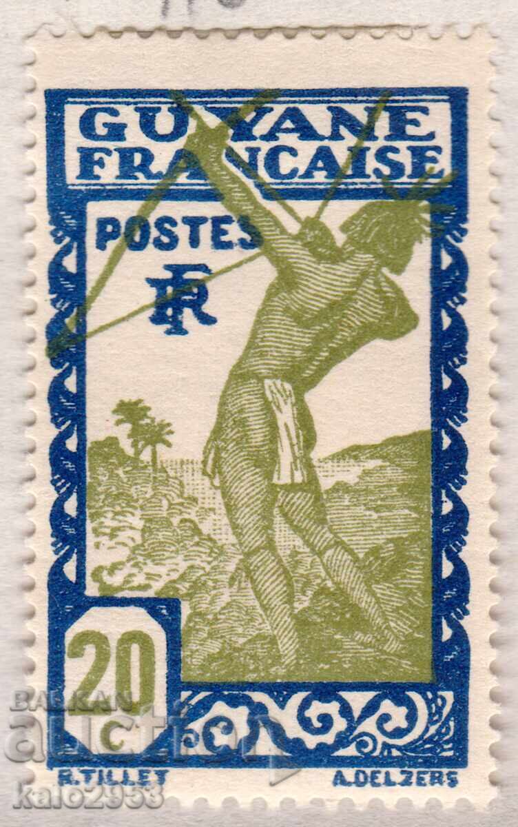 French Guiana-1929-Regular-Archer with bow, MLH