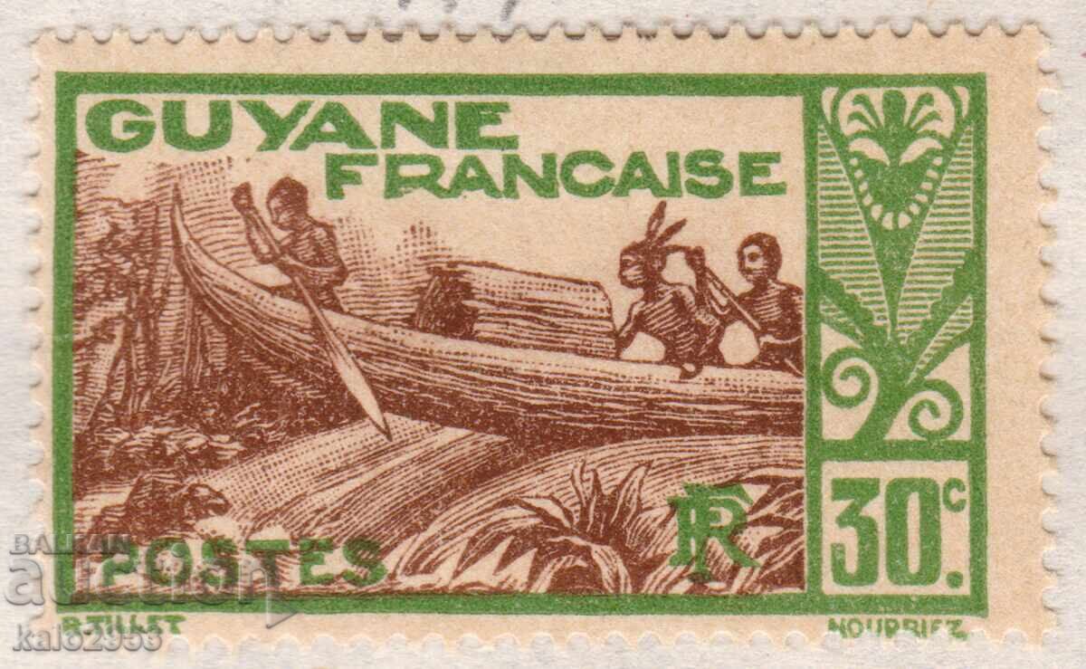 French Guiana-1929-Regular-Indian boat with maroons, MLH