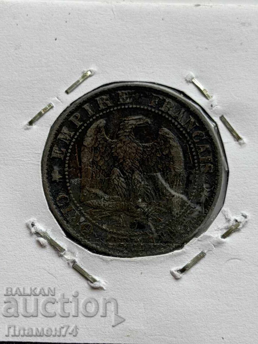 5 сантима 1863 Франция с цена € 4.00 | 7.82 лв.