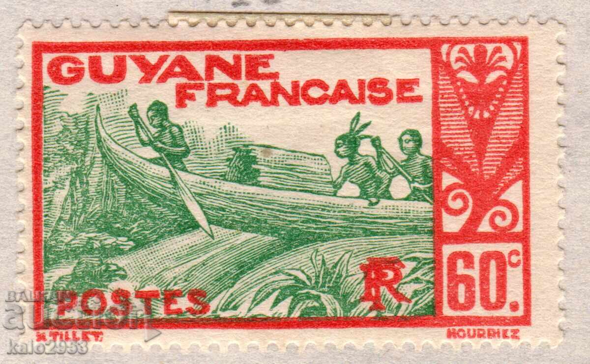French Guiana-1929-Regular-Indian boat with maroons, MLH