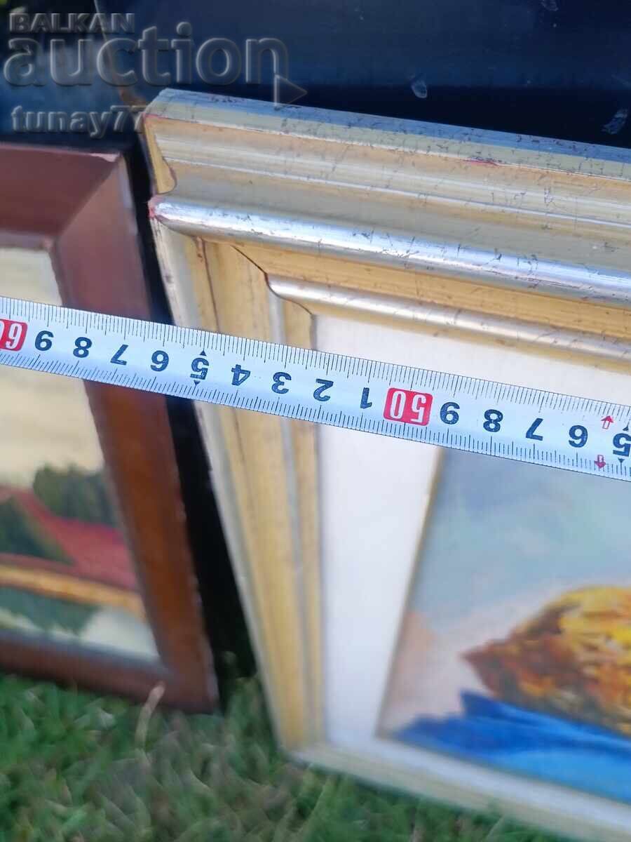 Παλαιός ελαιογραφικός πίνακας σε καμβά με μασίφ κορνίζα και τζάμι μπροστά - 6
