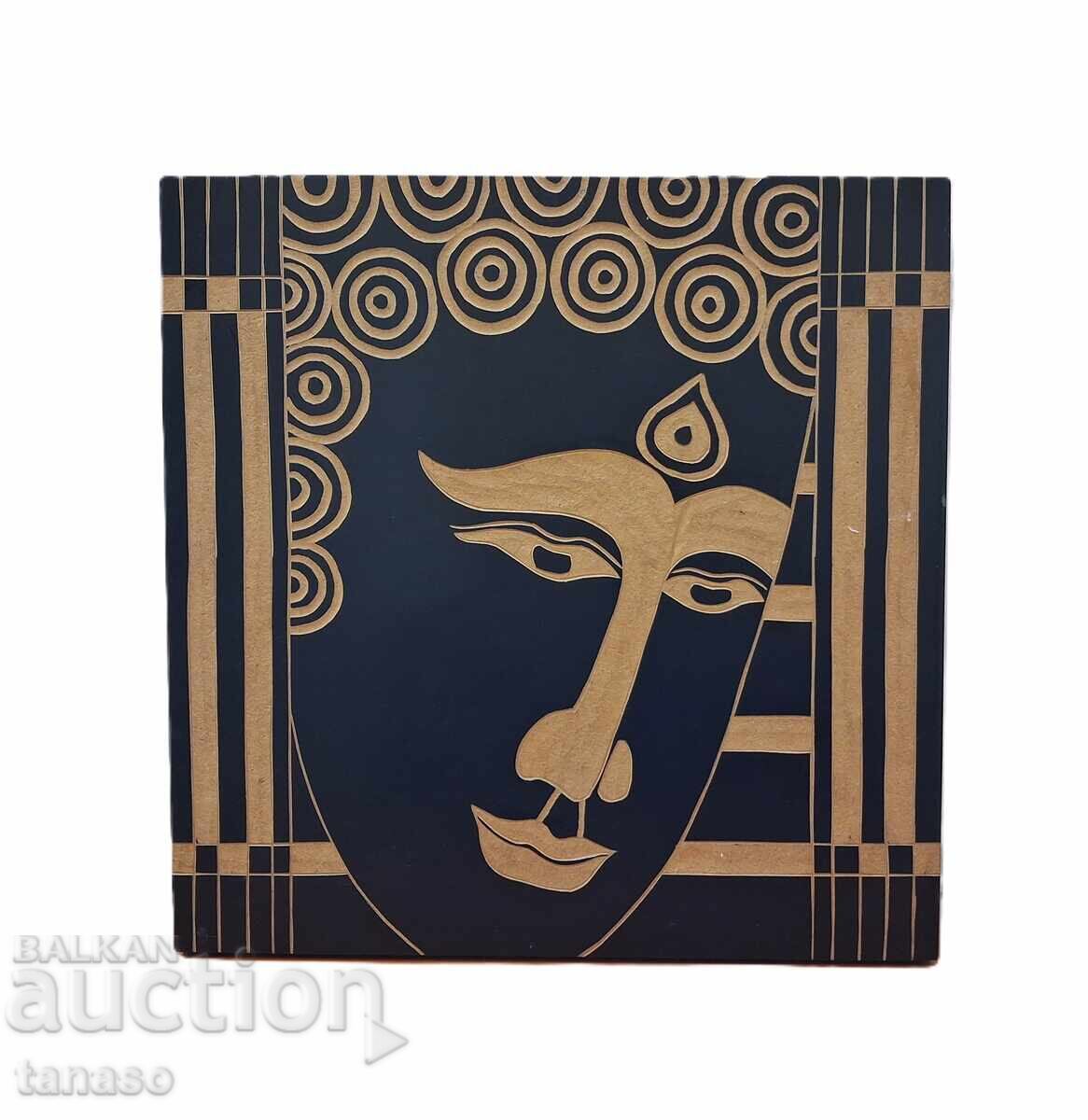 Plachetă de perete grecească din lemn sculptată manual (14.2) Plachetă de perete grecească din lemn sculptată manual (14.2)