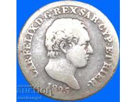 50 λεπτά 1825 Ιταλία Κάρολος Φήλιξ ασήμι σπάνιο
