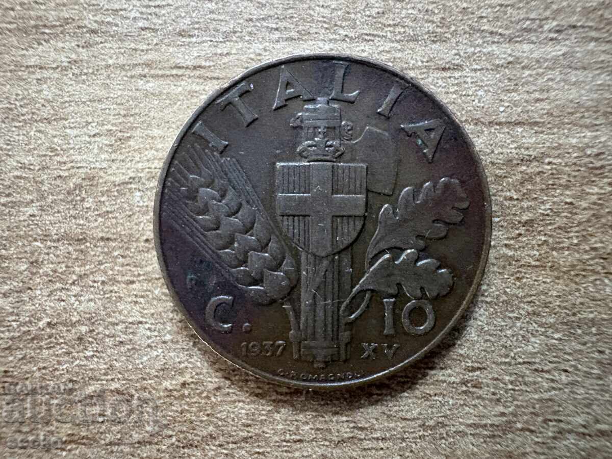 Ιταλία - 10 τσεντέζιμι (1937)