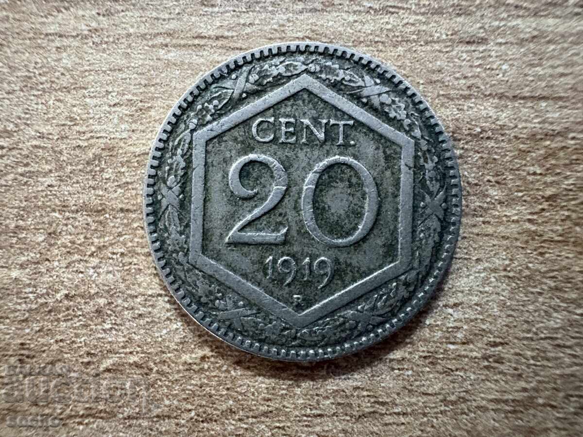 Италия - 20 чентезими (1919) Италия - 20 чентезими (1919)