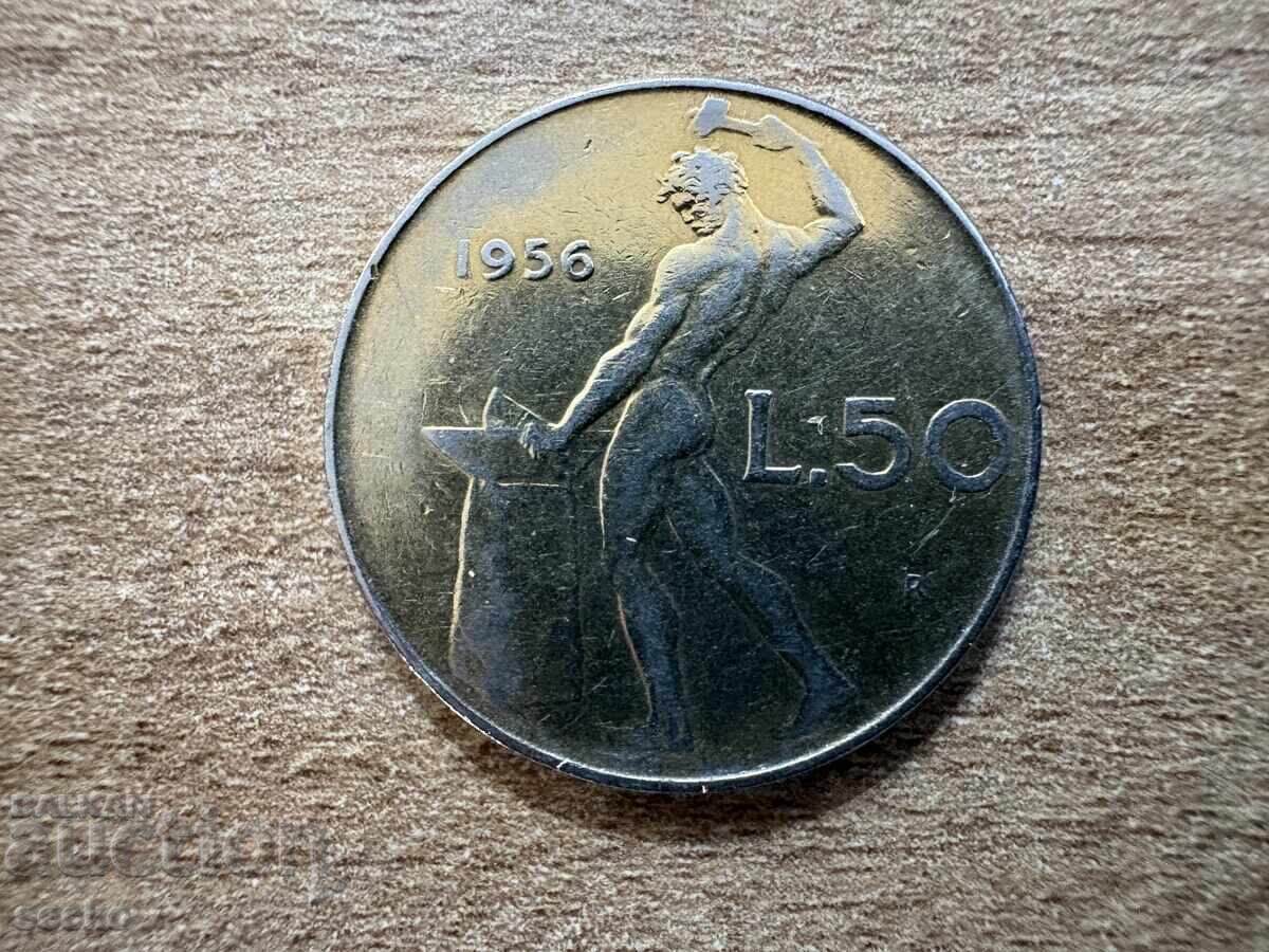 Ιταλία - 50 λιρέτες (1956) - πατίνα Ιταλία - 50 λιρέτες (1956) - πατίνα