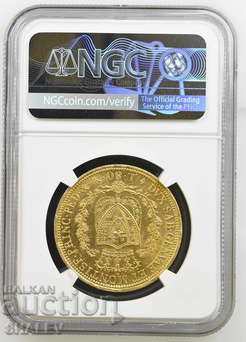 80 Lire 1826 L Sardinia / Italy - NGC Unc (gold) with price € 3499.89 | 6845.22 BGN