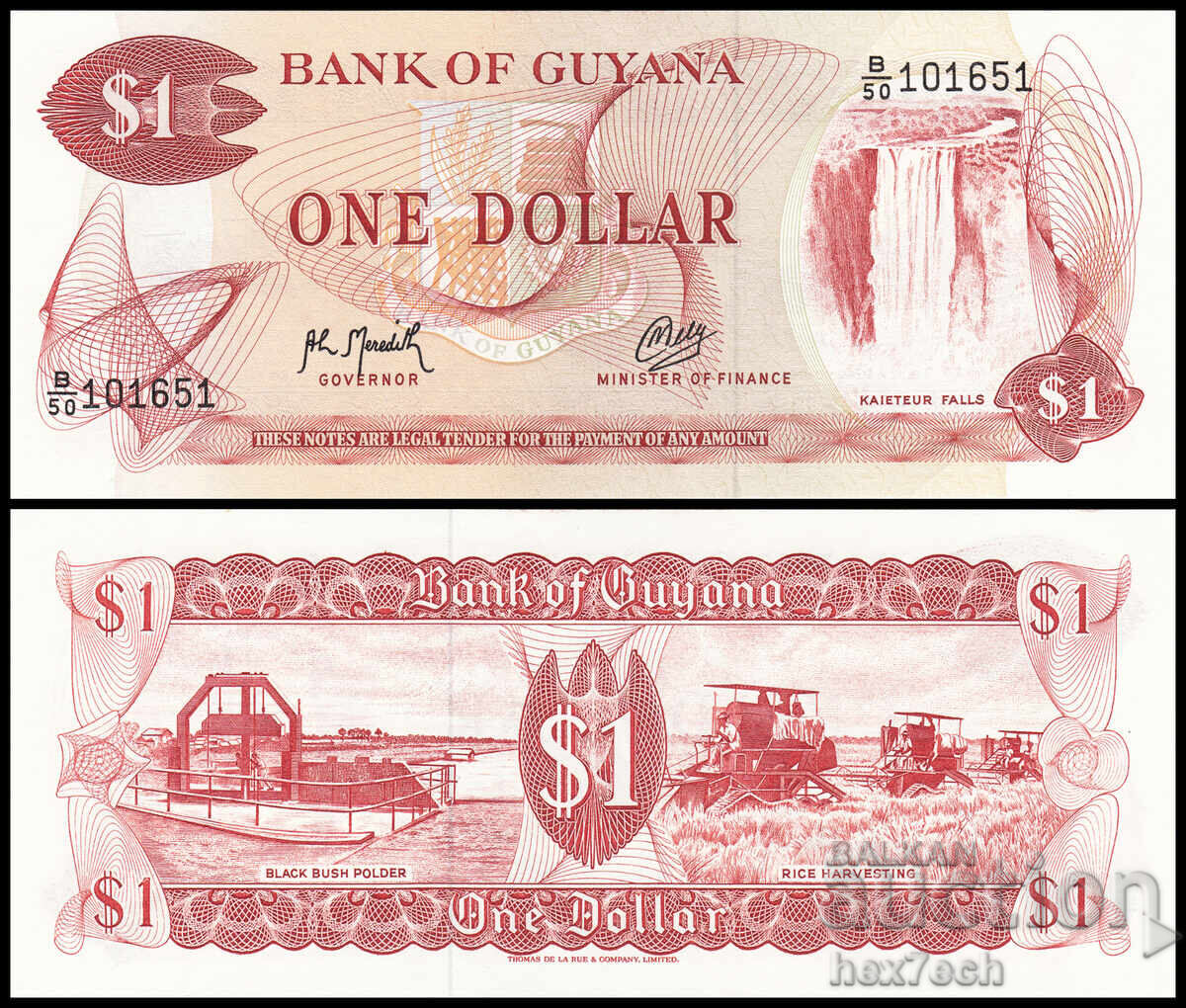 ❤️ ⭐ Guyana 1966-1992 1 Dollar UNC new ⭐ ❤️