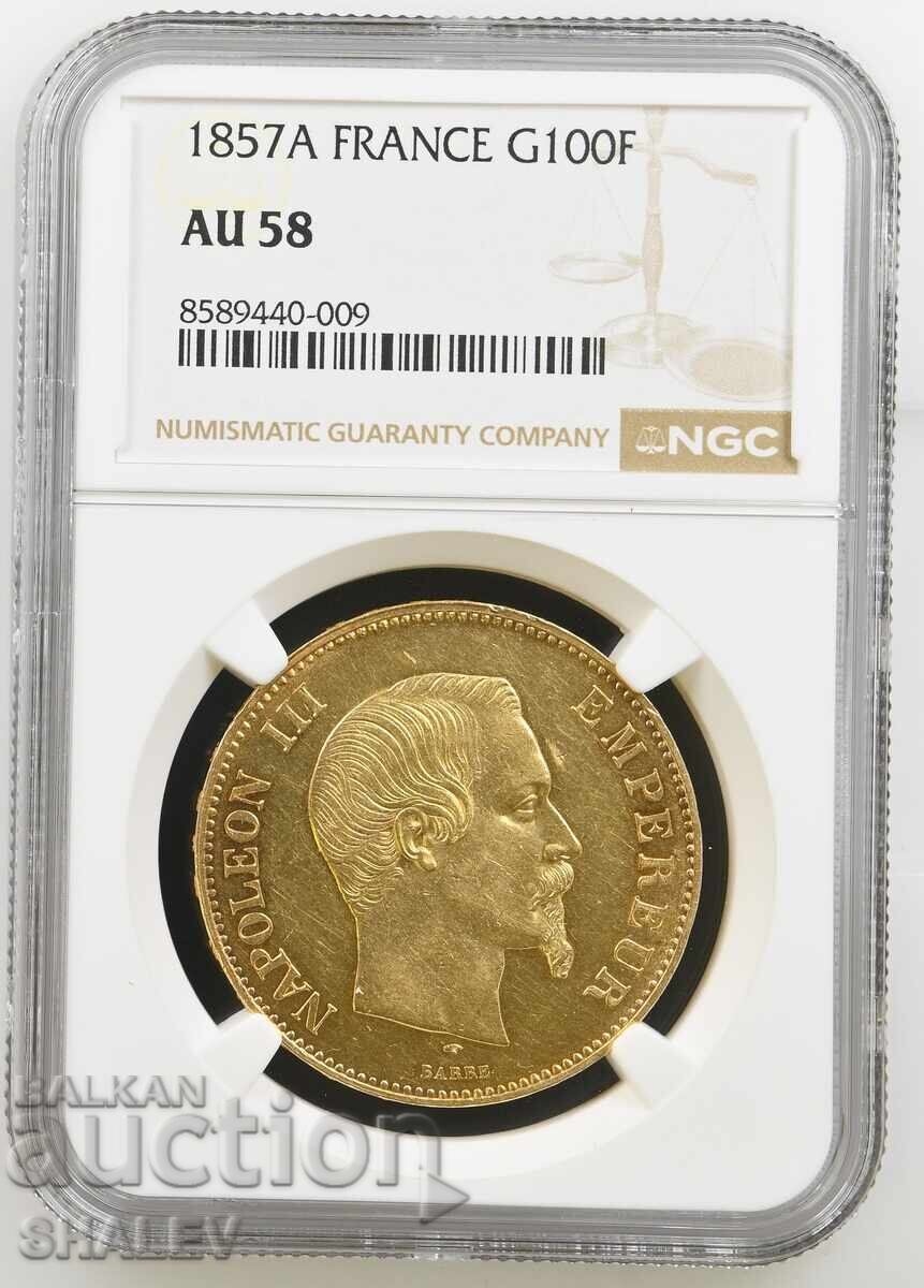100 Franci 1857 A Franța - AU58 (aur)