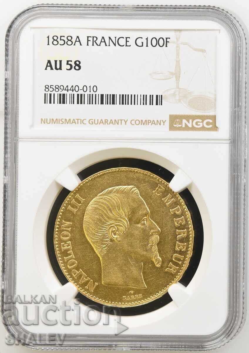 100 Francs 1858 A France - AU58 (gold) 100 Francs 1858 A France - AU58 (gold)