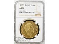 100 Francs 1858 A France - AU58 (gold)