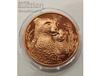 1 oz Copper Cheetah Small Round Wildlife