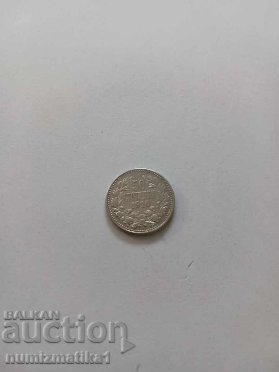50 Stotinki 1910. Luciu de batere Excelentă