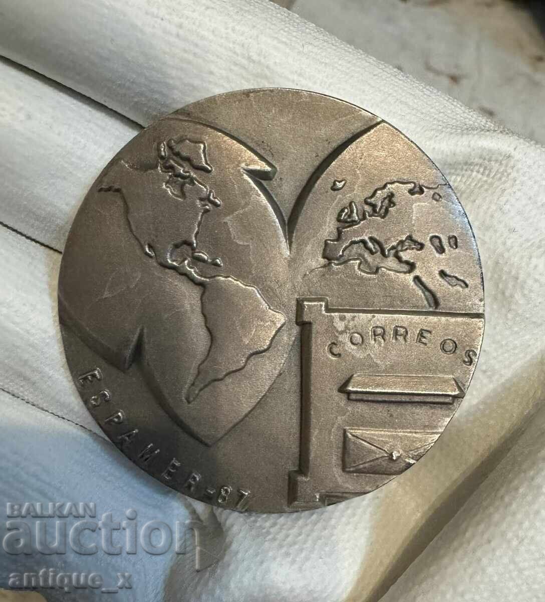 Livrarea Plachetă mare din argint - monedă - 1987 - puritate 900