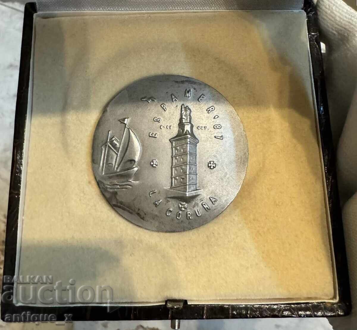 Plachetă mare din argint - monedă - 1987 - puritate 900