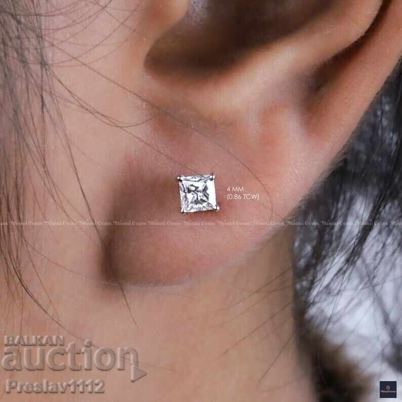 Δημοπρασία Σκουλαρίκια με Μοϊσανίτη Princess 0.6ct