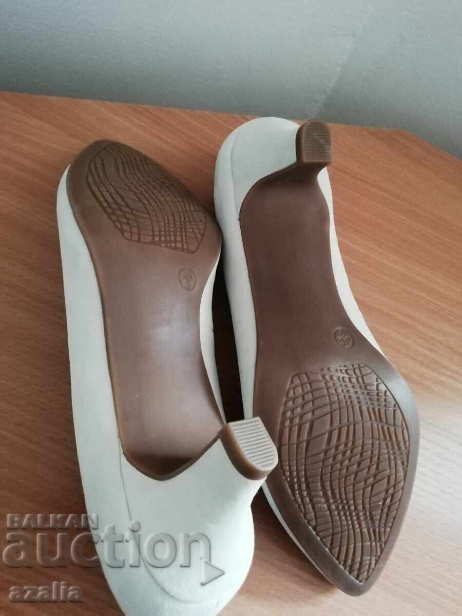 Дамски кожени кремави обувки с ток 5th Avenue, 36 размер - 5