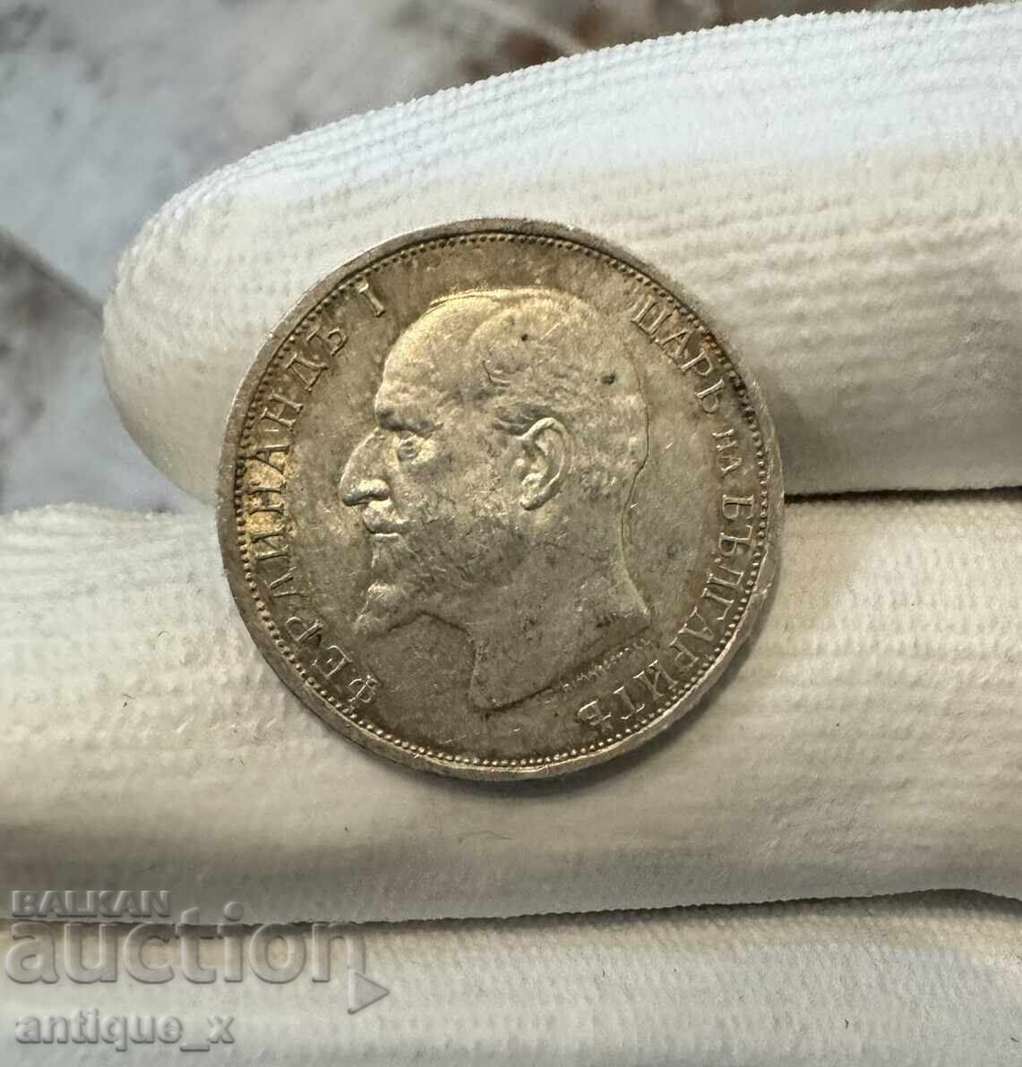 1 leu 1912 - Ferdinand I - argint - cu luciu de batere / II 1 leu 1912 - Ferdinand I - argint - cu luciu de batere / II