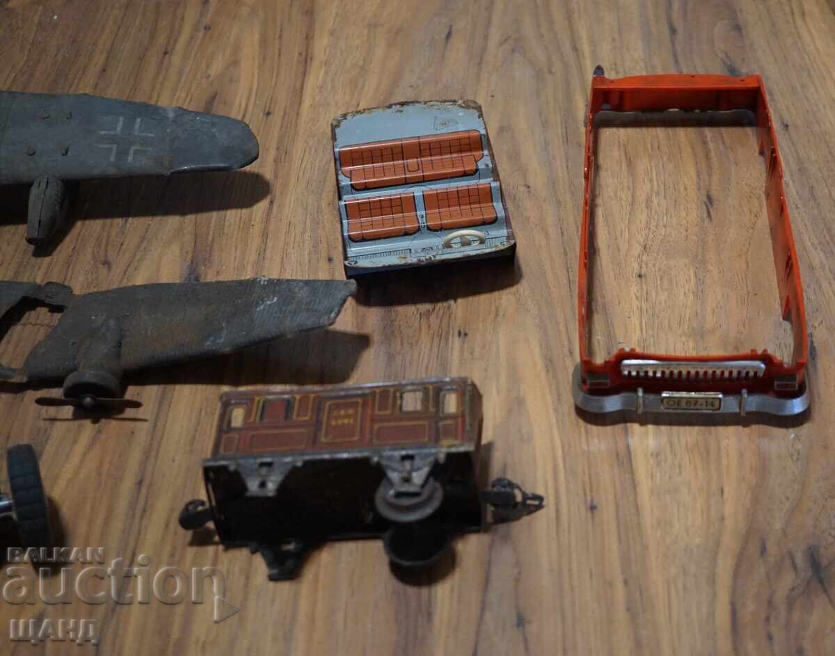Auction  Old German metal toys for parts airplane wings, car