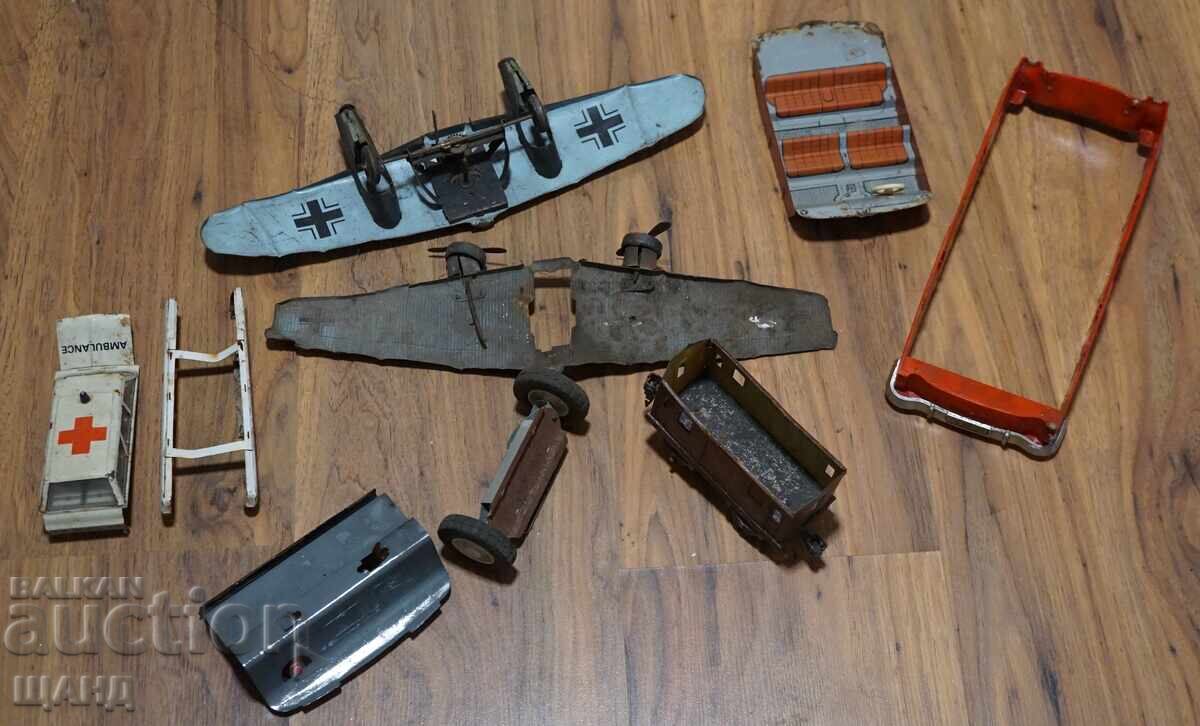 Old German metal toys for parts airplane wings, car - 5
