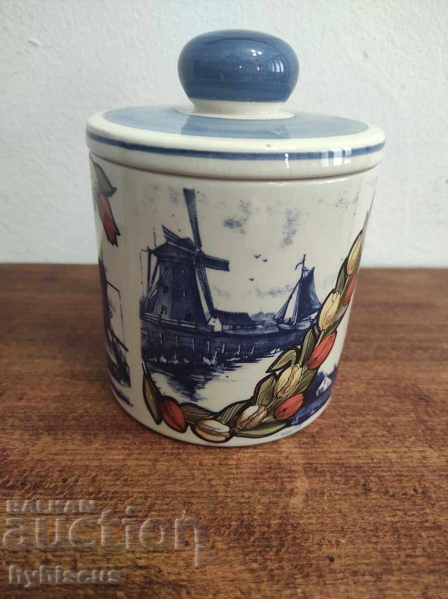 Auction  "Delft Blue" ceramic tobacco jar