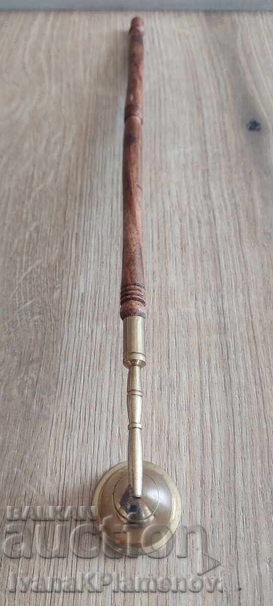 Auction Brass and wood candle snuffer for connoisseurs Auction Brass and wood candle snuffer for connoisseurs